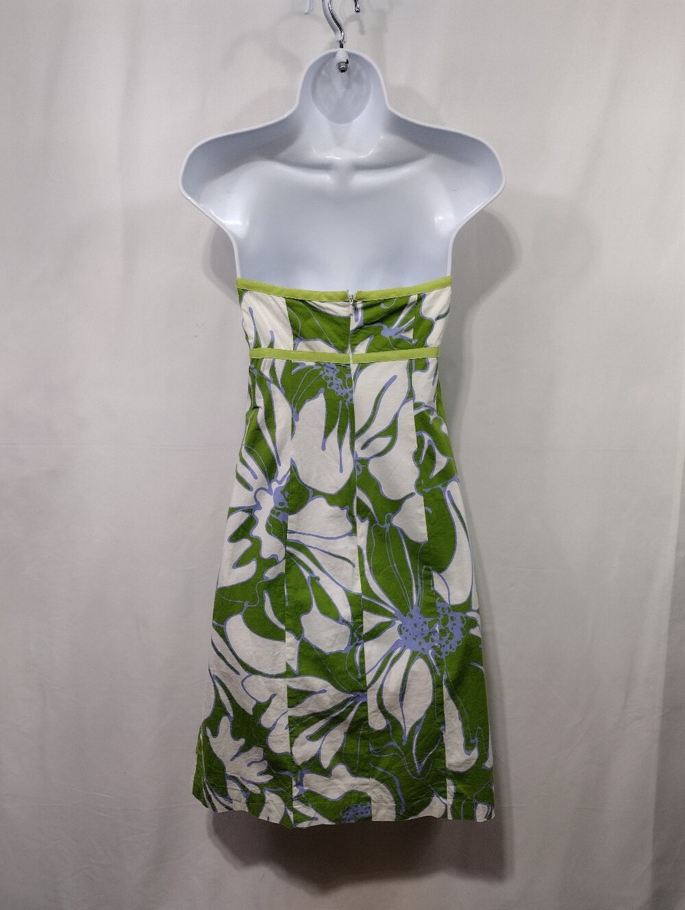 Tabitha Floral Strapless Dress Women's 8 White Green Retro 90s Coastal Party - Picture 5 of 7